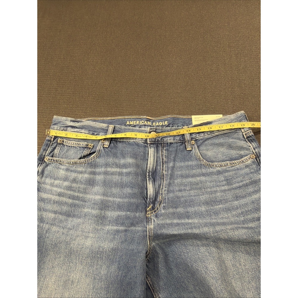 New American Eagle‎ Dreamy Low-Rise Baggy Flare Simply Dark Raw Hem Jean 18 34W - Picture 2 of 9